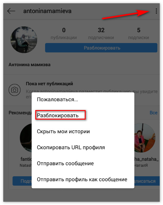 “在Instagram上取消阻止用户”
